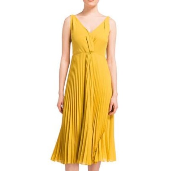 NWOT Vince Plissé Twist-Front Sleeveless in Limonata Dress XS $440 - Picture 3 of 10